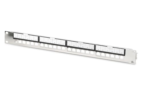 Image of Digitus patch panel - modular - for Keystone modules - 19-inch - 24-port - shielded - rack-mountable 1U - grey