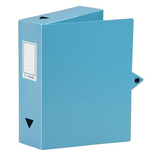 Image of Viquel Class Doc Box File Polypropylene Spine Width 80 mm Turquoise Blue