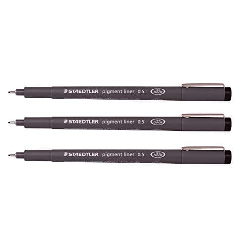 Image of Staedtler 0.5 mm Pigment Liner Fineliner Sketching Drawing Drafting Pens Pack of 3