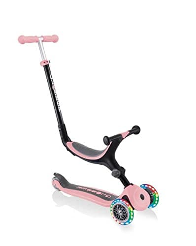 Image of Globber GO-UP Foldable Lights - 3 in 1 Tricycle 120/80mm ABEC 5 3 Wheel Height Adjustable LED Wheels Pastel Pink, standard size