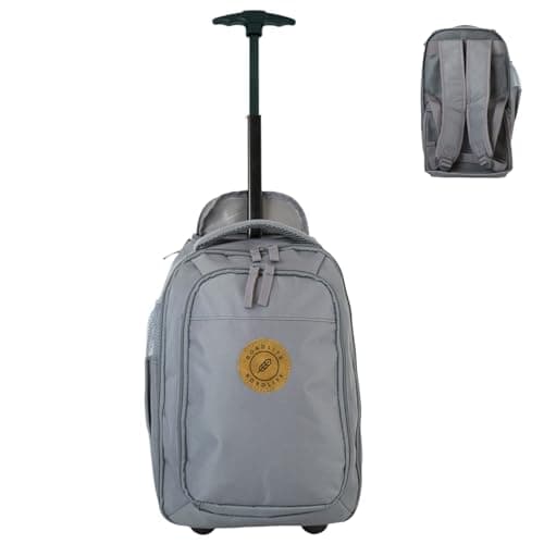 Image of Bordlite Ryanair Cabin Approved Wheeled Backpack 40x25x20cm – 2 in 1 Lightweight Trolley Bag & Rucksack on Wheels (20L) Underseat Hand Luggage for Travel, Business, Weekend Trips - Grey
