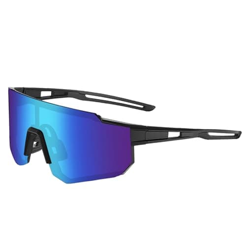 Image of Wieerda Cycling Sunglasses, Sports Polarized Sunglasses for Men and Women, UV 400 Protection Polarised Sun Glasses for Baseball Running Golf Driving Fishing Goggles (Black Blue)
