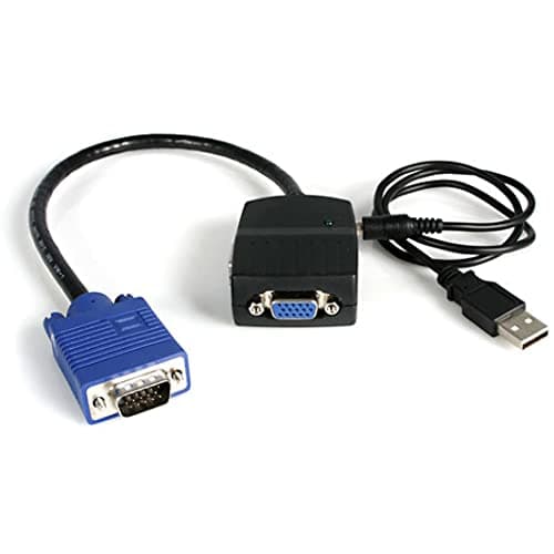 Image of StarTech.com 2 Port VGA Video Splitter - USB Powered - 2048x1536 - VGA Video Monitor Splitter Dual Port (ST122LE),Black
