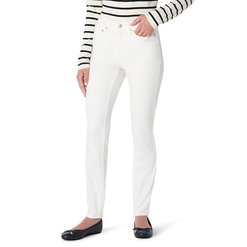 Image of Amazon Essentials Women's High-Stretch Mid-Rise Skinny Jeans, White, 12-14