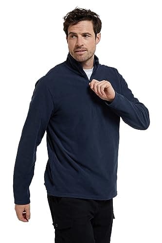 Image of Mountain Warehouse Camber II Mens Half-Zip Fleece - Lightweight & Quick Dry, Breathable Antipill Microfleece - For Spring Summer, Outdoors, Travelling & Hiking Navy M