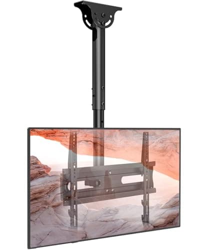Image of TV Ceiling Mount Adjustable Bracket Fits Most LED, LCD, OLED and Plasma Flat Screen Display 26 to 65 Inch, Maximum Load Capacity 50kg, Mounting Holes 400x400mm (AX11TB01), Black