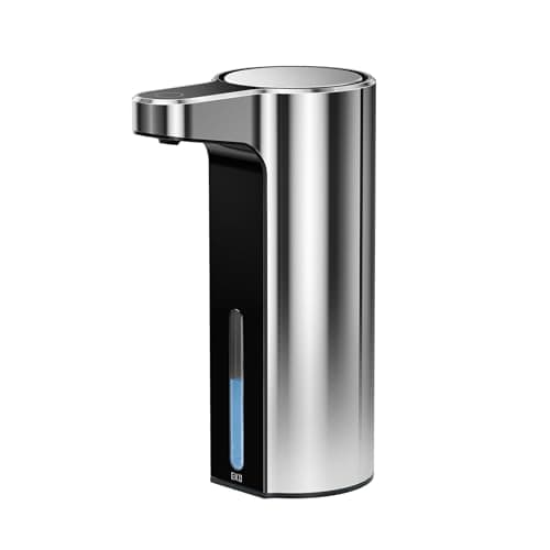 Image of EKO Aroma 9 fl oz Automatic Liquid Soap Dispenser, Rechargeable & Water-Resistant for Kitchen and Bathroom with Adjustable Soap Dispensing Volume Control (Chrome Metallic)