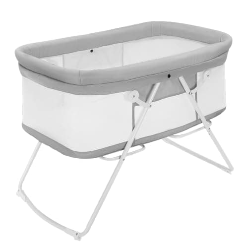 Image of UBRAVOO Baby Crib, 2 in 1 Baby Cribs and Cradles, Easy Folding Travel Cot with Mattress included,Multifunction Bedside Crib Rocking for Newborn