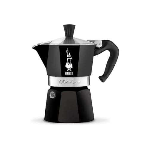 Image of Bialetti 4953 Moka Express Espresso Maker for 6 Cups, Aluminium, Black CD - Bialetti Moka Express 6tz black,30 x 20 x 15 cm