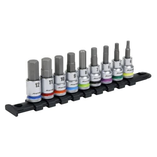 Image of Sealey Drive Hex Socket Bit Set 9pc - Platinum 3/8" Sq AK6250