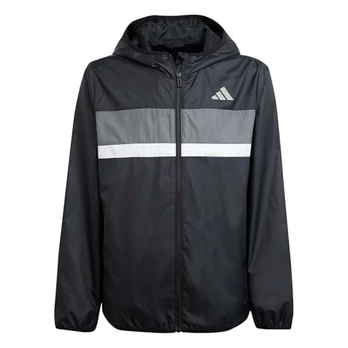 Image of adidas Unisex Kids TIBERIO WINDBREAKER, black/grey four/white, 13-14 Years