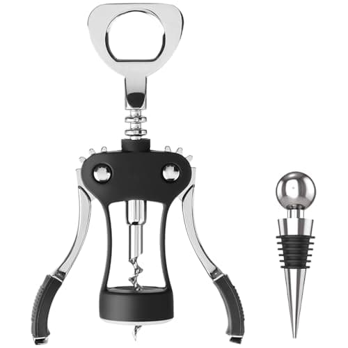 Image of Armo® Corkscrew Wine Bottle Opener with Bottle Stopper Metal Wing Corkscrew Beer Cap Opener