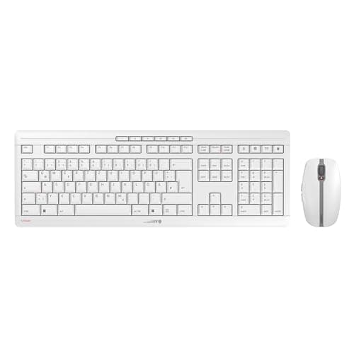 Image of CHERRY STREAM DESKTOP RECHARGE, Wireless Desktop Set, German Layout (QWERTZ), 2.4 GHz RF, Quiet Keystrokes, Rechargeable, White-Grey