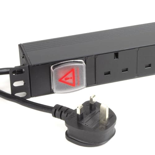Image of kenable PDU Power Distribution Unit 4 Way UK Sockets 19 Inch Rack Mount 1U Horizontal Switched 13A with 3m Cable