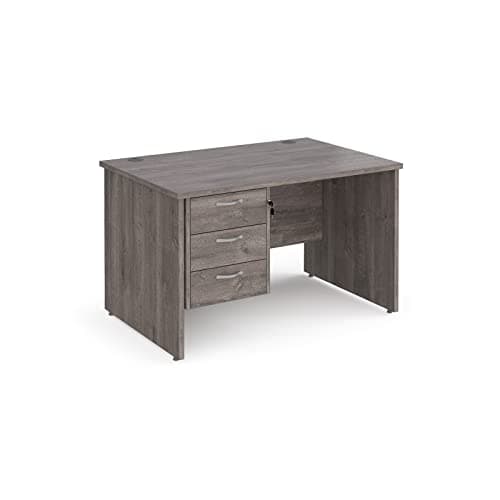 Image of Mr Office Maestro 25 straight desk 800mm deep with 3 drawer pedestal - panel end leg, Grey oak, 1200