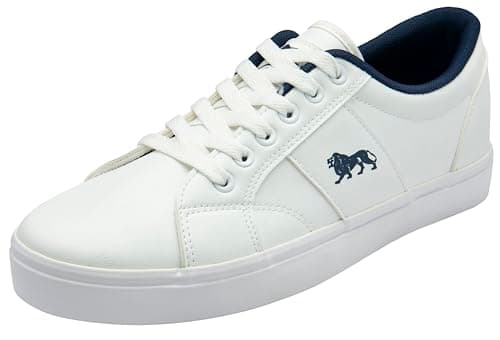 Image of Lonsdale Mens Newsham Sneaker, White Navy Pu, 11 UK