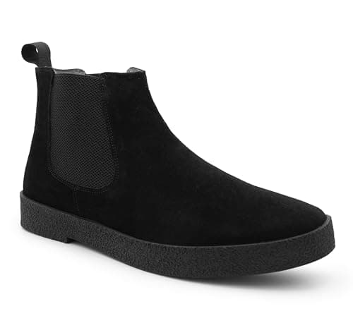 Image of Mens Suede Leather Chelsea Boots Slip On Elastic Gusset Smart Ankle Boot Shoes for Smart Casual Outings (Black, 9, UK Footwear Size System, Adult, Men, Numeric, Medium, 9)