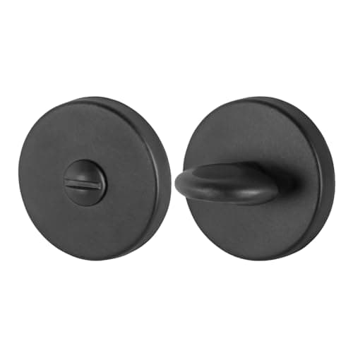 Image of EAI Round Bathroom Thumb Turn Lock - Matt Black | Universal Black Door Turn and Release Lock for Indoors | Bathroom/Toilet | with Emergency Coin Release Lock