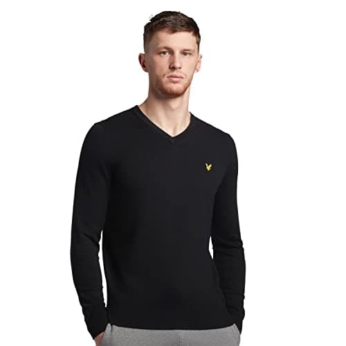 Image of Lyle & Scott Mens Cotton Merino V Neck Sweater - Jet Black - M