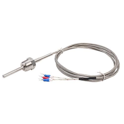 Image of Waterproof RTD PT100 Temperature Sensor - Jaybva Thermistor Probe for PID Temperature Controller 3 Wire Stainless Steel NPT 1/2" Inch Pipe Thread with Insulation Lead Shield Wire 0~500C