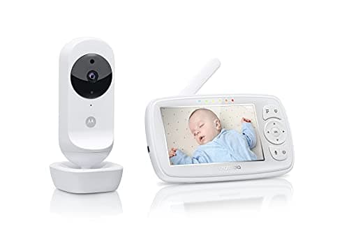 Image of Motorola Nursery Ease 44 Connect - WiFi Baby Monitor with Camera - 4.3 Inch Video Baby Monitor Display - Hubble App - Night Vision, Lullabies, Microphone, Room Temperature Monitoring - White