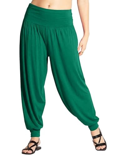 Image of Love My Fashions Womens Pants Trousers Alibaba Harem Ankle Cuff, Plain - Green, Medium Long