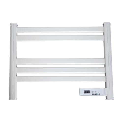 Image of Bathroom Electric Heated Towel Rail with Timer, Wall Mounted Plug-In Towel Warmer with Temperature Display (White)