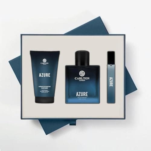 Image of London Men's Perfume Gift Set – Azure 50ml EDP, Cream & Travel Spray | Luxury Fragrance Combo For Gifting | Birthday Present for Men