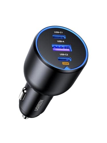 Image of UGREEN Car Charger 130W USB C Fast Car Charge, 3-Port Cigarette Lighter USB Charger 12V Socket Compatible with iPhone 17/16/16 Plus/16 Pro/16 Pro Max/15/14/13/12,Surface Pro,Galaxy S25/S24