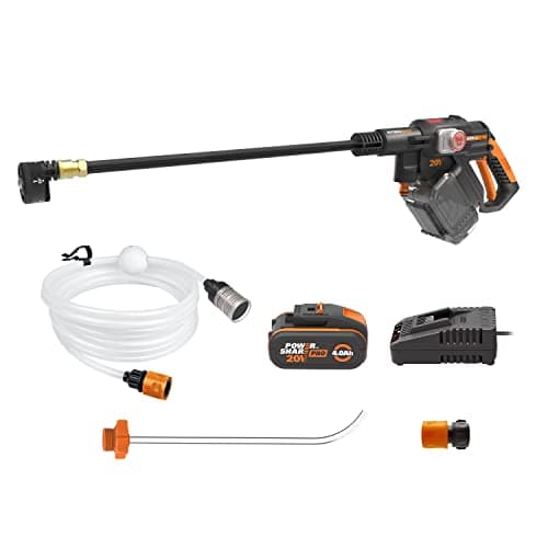 Image of WORX Nitro HydroShot WG633E 20V High-Flow Cordless Portable Pressure Cleaner Power Washer with Brushless Motor Up to 56 Bar Pressure, IPX7 Waterproof Battery, Charger, Multi-Spray Nozzle & Accessories