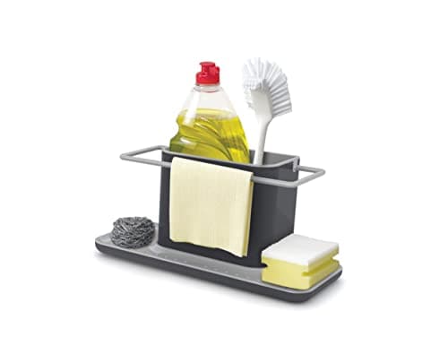 Image of Joseph Joseph - Kitchen Sink Caddy Organiser for Washing up, sponges, brushes with dish cloth hanger, Large, Grey