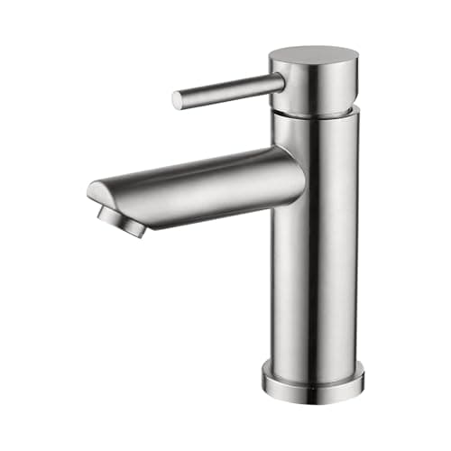 Image of Ibergrif Single Lever Basin Mixer Tap Chrome Finish - Bathroom Sink Tap with 98mm Spout Height, 3/8 Hose, Water-Saving, Hot/Cold Water, Easy Installation, Model M11103