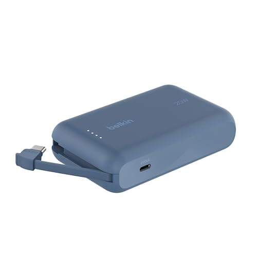 Image of Belkin BoostCharge power bank 10000mAh, portable power bank with integrated cable PD 20W, fast charge USB-C power delivery, power bank fast charging for iPhone 16 series, iPad Pro, Galaxy S24 and more