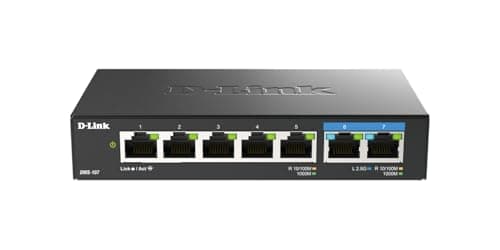 Image of D-Link DMS-107 7-Port Multi-Gigabit Unmanaged Switch with Two 2.5G and Five Gigabit Ports, Fanless, Low Profile, Compact, Metal Housing, QoS, Plug and Play