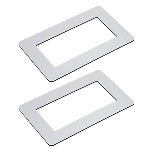 Image of sourcing map Switch Surround Plate Wall Panel Decoration Dual Gang Aluminum Plastic Silver Tone 216mm x 130mm for Home Office Pack of 2