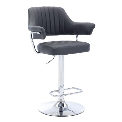 Image of HNNHOME Modern Emper Padded Swivel Faux Leather Breakfast Kitchen Bar Stool Pub Barstool (Grey)
