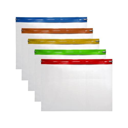 Image of 5 A3 Zip Wallets Bag Document Pouch Assorted Colors