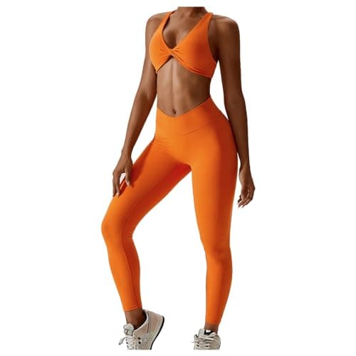 Image of Womens Comfortable Active Bras Women's Seamless Skin Feel Yoga Top Backless Sports Bra for Running and Fitness Athletic Bralette (Orange, M) Daily & Light Activity