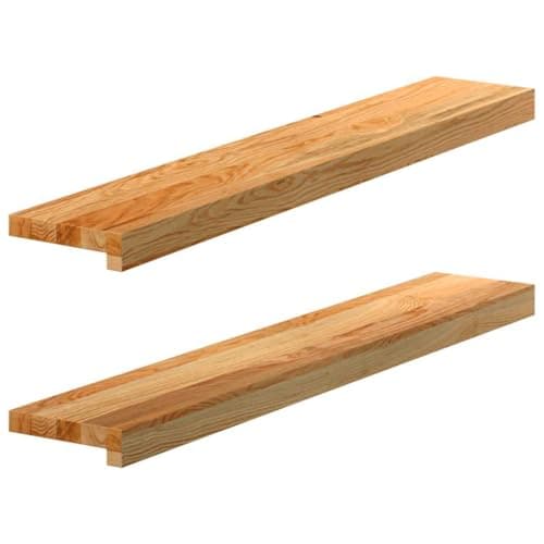 Image of vidaXL Solid Oak Window Sills - 2 pcs, Light Brown 90x15x2 cm, Untreated Surface for Customizing, Durable & Versatile Wooden Ledges