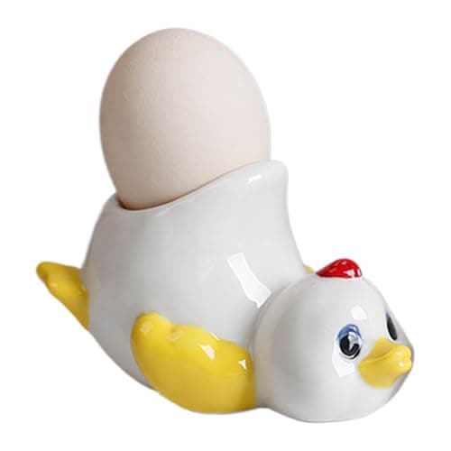 Image of Funny Duck Egg Cup - Sturdy and Secure, Soft Boiled Egg Holder, Cute Chick Eggs Cups Gift Set | Adorable Chicken/Duck Shaped Ceramic Eggs Cup Holder, Funny Animal Decoration Platter for Kitchen