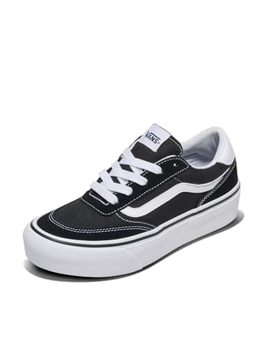 Image of Vans Women's Brooklyn LS Platform Sneaker, Suede/Canvas Black/White, 4 UK