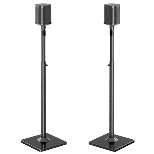 Image of ELIVED Speaker Stands Pair for Sonos ERA100, Sonos One, One SL, Play:1, Adjustable Height Up to 1103mm, Rear Surround Sound, Floor Standing Holder with Cable Management, 5KG Loading, EV5024