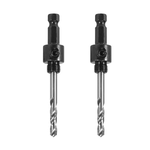 Image of DKJEkdje 2 Pcs A1 Hole Saw Arbor, Professional Carbon Steel Hole Cutter Drill Bit, 14-30mm Hex Shank Arbor With 6.35mm High Speed Pilot Drill Bit, Fit for Power Tool Quick Change Mandrel