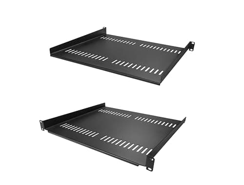 Image of StarTech.com 2-Pack 1U Server Rack Shelf, Vented Rack Mount Cantilever Shelf, Heavy-Duty Steel, 44lb/20kg Capacity, 16" Deep