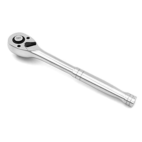 Image of QWORK® 254mm Lever Type Reversible Ratchet, 100 Tooth Ratchet, Teardrop Ratchet, 1/2 Inch Drive Quick Release, Chrome Plated