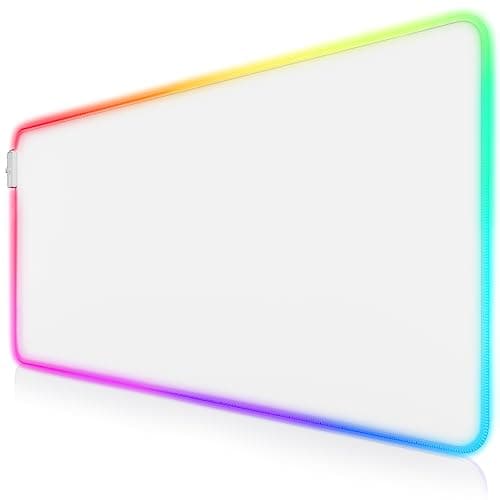 Image of CSL - XXL RGB Gaming Mouse Mat - LED Desk Pad - 900x400 mm Oversize - XXL Mouse Pad - LED Multi colour - 11 lighting modes - 7 LED colours plus 4 effect modes - washable - White