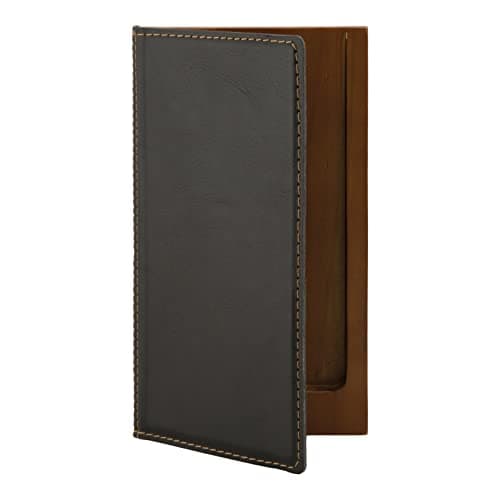 Image of Securit Trendy Menu Range - Faux Leather Bill Presenter for Restaurants & Cafes with Wooden Coin Holder, Check Card Holder, Bill Book, Loose Change - Black
