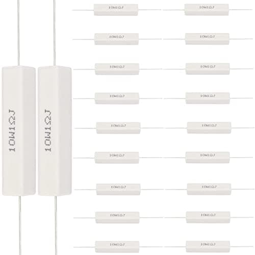 Image of Youmile 20 pcs Ceramic Cement Resistor 10W 1 Ohm Power Resistor esistance 5% Ceramic Wire Wound Resistors Shock-resistant and heat-resistant Axial Lead Resistor White
