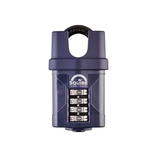 Image of Squire Heavy Duty Padlock (CP50CS) - Toughest Closed Shackle - 4 Wheel Combination Padlock - Alloy Steel for Corrosion Resistance - Weatherproof Lock for Home, School & Garage (Blue, 50 mm)