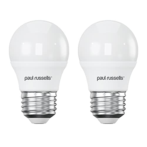 Image of paul russells LED Light Edison Screw E27, 60w Equivalent, 6.5W 806 Lumens LED Bulbs, 6500K Bright Daylight, Mini Globe Frosted G45 ES Golf Ball Energy Saving (Not Dimmable) Lightbulbs, 2 Pack